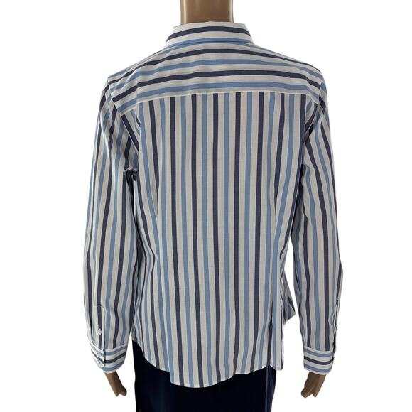 Talbots Blue Sunshine Stripe Non Iron White Button Down Perfect Shirt - Picture 6 of 8